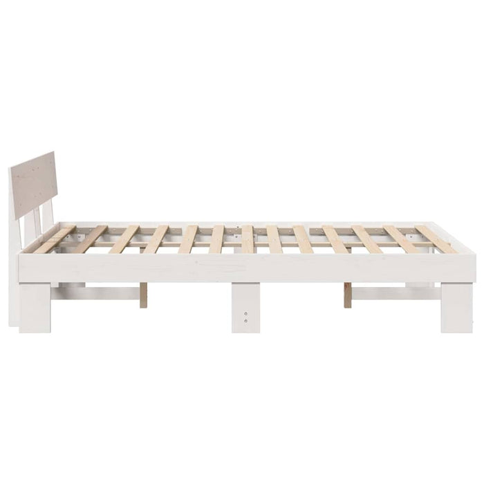 Cadru de pat cu headboard Alb 140 x 190 cm Lemn de pin masiv WALTI