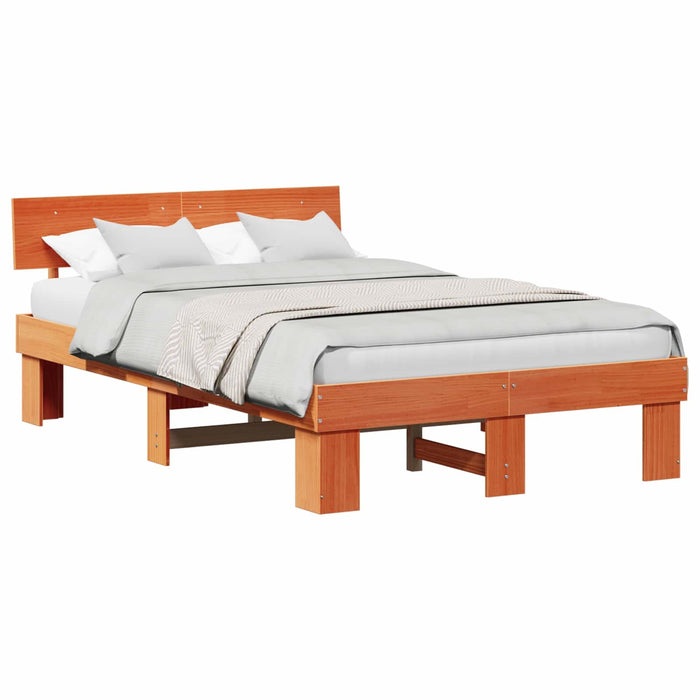Cadru de pat Maroniu cerat 140 x 190 cm Lemn de pin masiv - WALTI WALTI