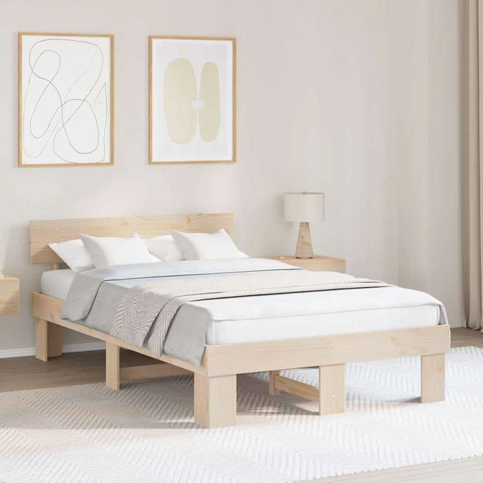 Cadru de pat natural 135 x 190 cm Lemn de pin masiv - WALTI WALTI