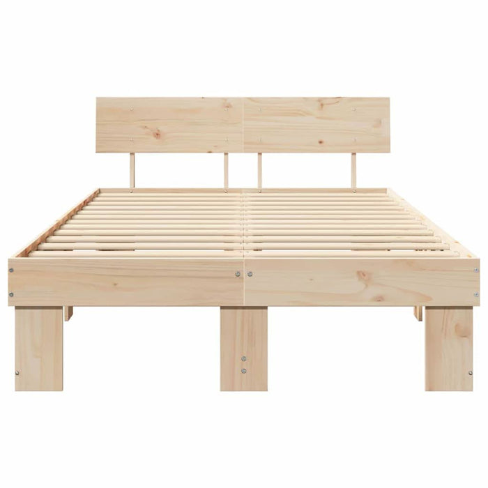 Cadru de pat natural 135 x 190 cm Lemn de pin masiv - WALTI WALTI