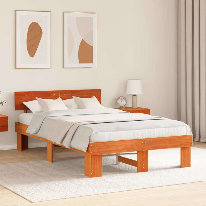 Cadru de pat Maroniu cerat 135 x 190 cm Lemn de pin masiv - WALTI WALTI