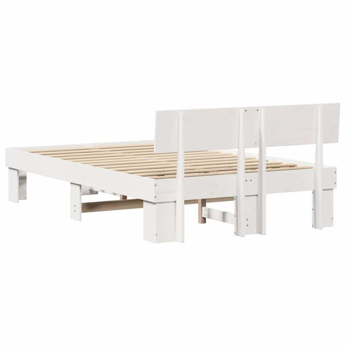 Cadru de pat cu headboard Alb 120 x 190 cm Lemn de pin masiv - WALTI WALTI