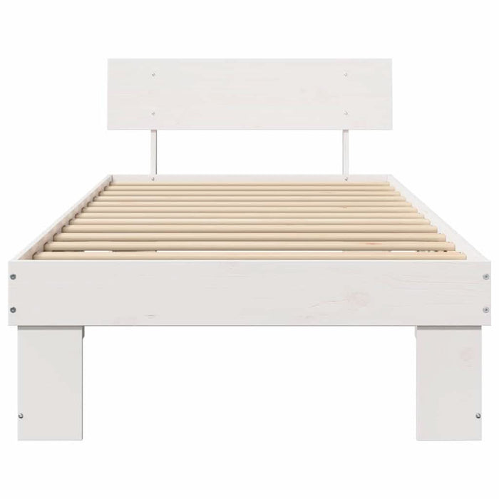 Cadru de pat cu headboard Alb 100 x 200 cm Lemn de pin masiv - WALTI WALTI