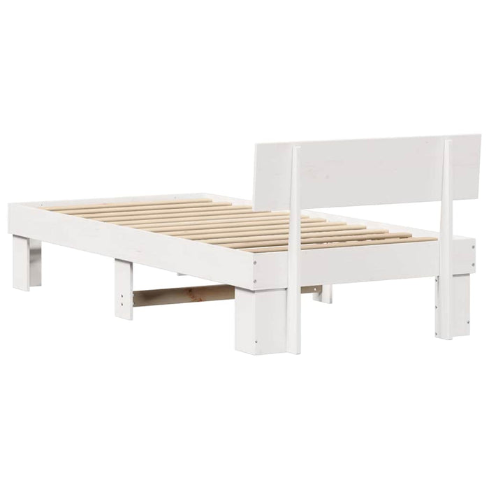 Cadru de pat cu headboard Alb 90 x 200 cm Lemn de pin masiv - WALTI WALTI