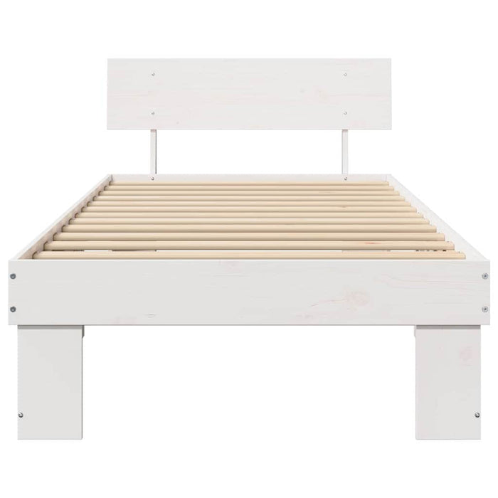Cadru de pat cu headboard Alb 90 x 200 cm Lemn de pin masiv - WALTI WALTI