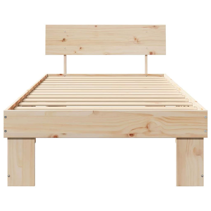 Cadru de pat cu headboard natural 90 x 190 cm Lemn de pin masiv - WALTI WALTI