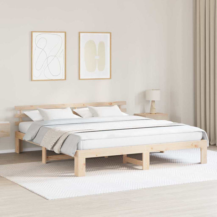 Cadru de pat natural 200 x 200 cm Lemn de pin masiv - WALTI WALTI