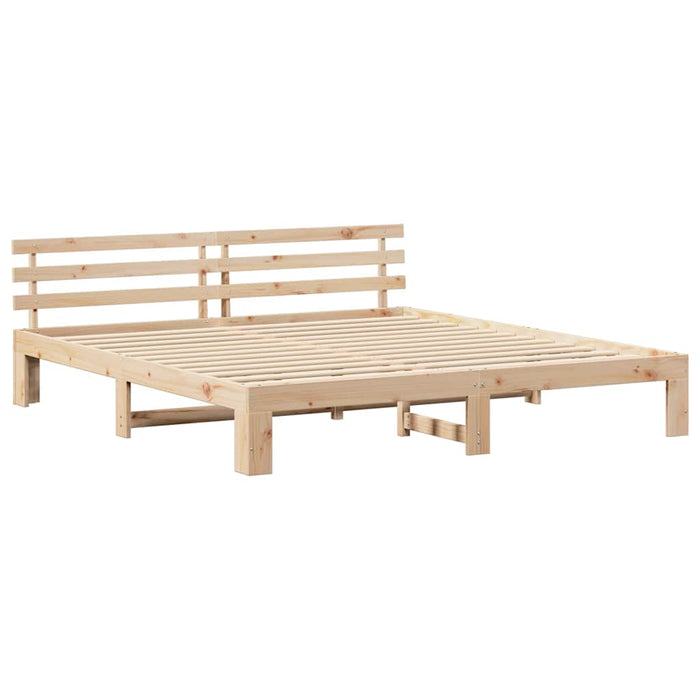Cadru de pat natural 200 x 200 cm Lemn de pin masiv - WALTI WALTI