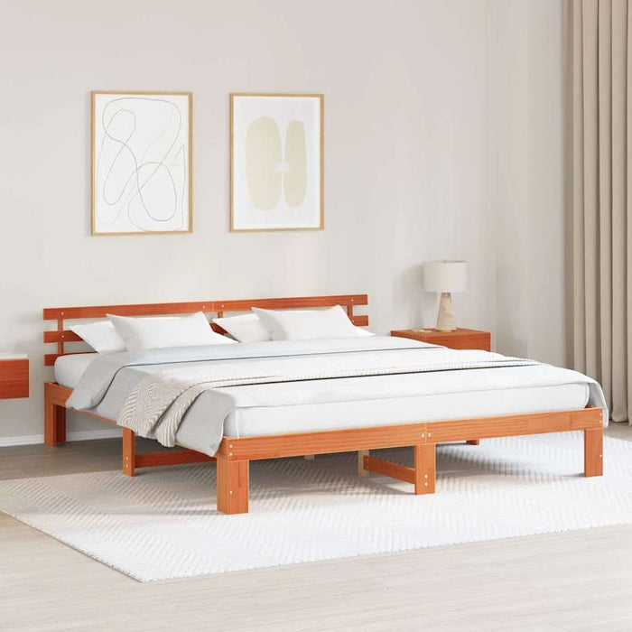 Cadru de pat Maroniu cerat 200 x 200 cm Lemn de pin masiv - WALTI WALTI