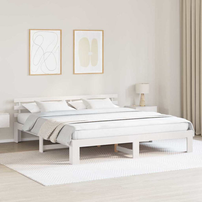 Cadru de pat cu headboard Alb 180 x 200 cm Lemn de pin masiv - WALTI WALTI