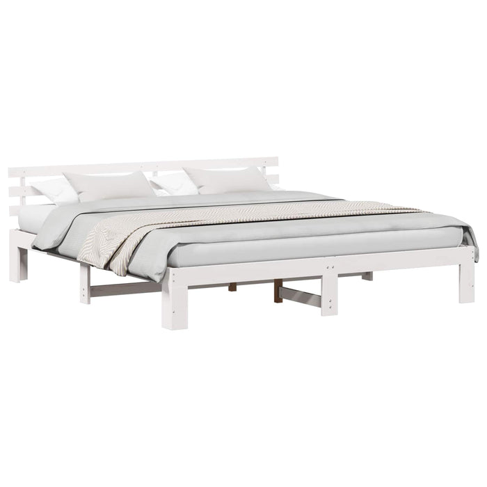 Cadru de pat cu headboard Alb 180 x 200 cm Lemn de pin masiv - WALTI WALTI