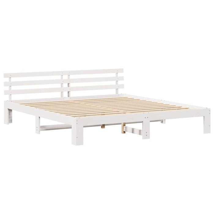 Cadru de pat cu headboard Alb 180 x 200 cm Lemn de pin masiv - WALTI WALTI