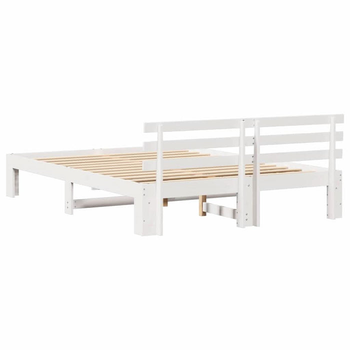 Cadru de pat cu headboard Alb 160 x 200 cm Lemn de pin masiv - WALTI WALTI