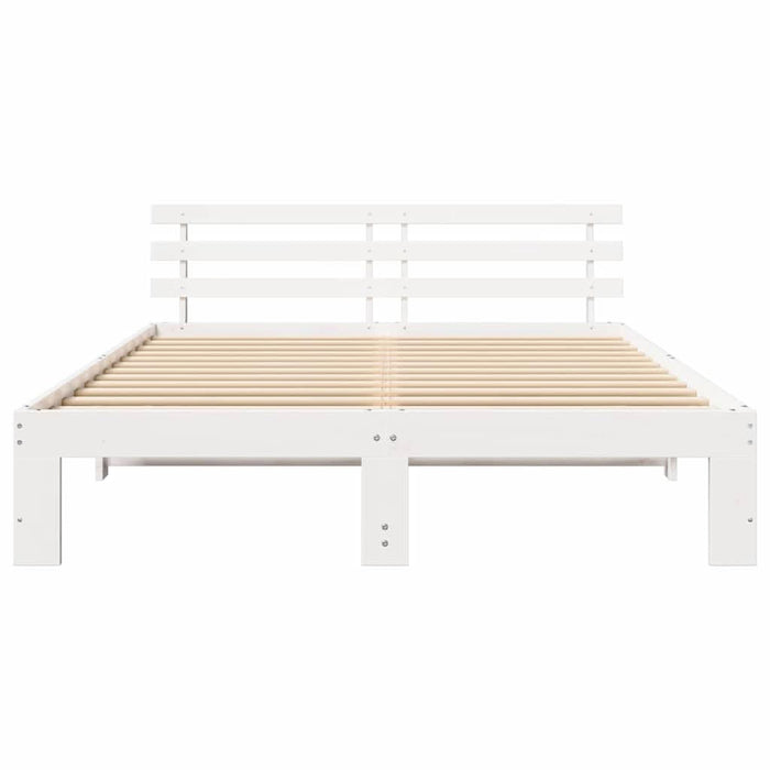 Cadru de pat cu headboard Alb 160 x 200 cm Lemn de pin masiv - WALTI WALTI