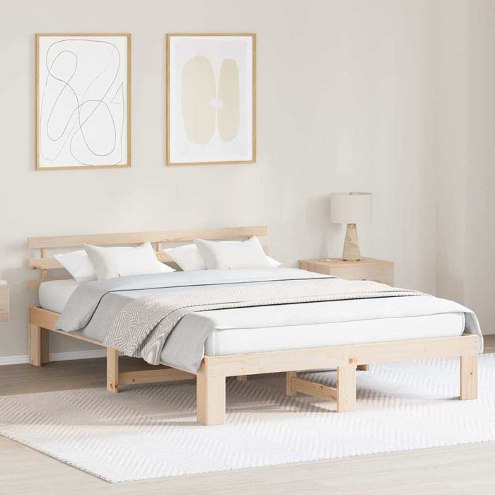 Cadru de pat natural 150 x 200 cm Lemn de pin masiv - WALTI WALTI
