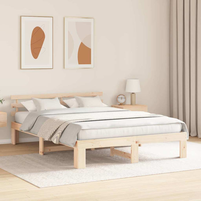 Cadru de pat natural 150 x 200 cm Lemn de pin masiv - WALTI WALTI
