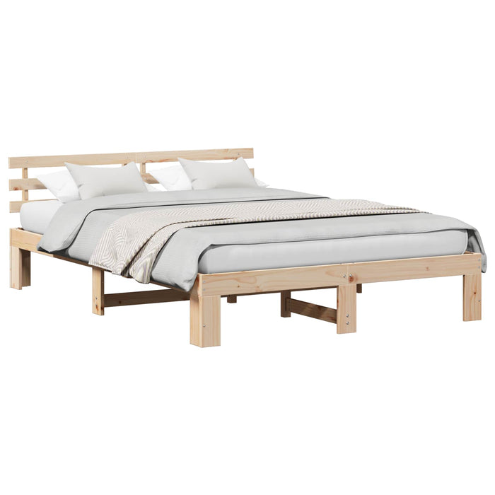 Cadru de pat natural 150 x 200 cm Lemn de pin masiv - WALTI WALTI