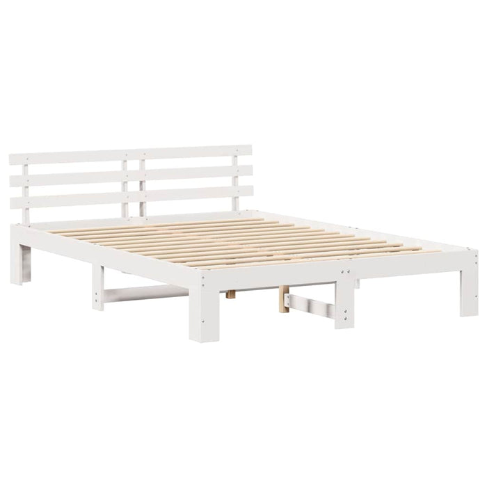 Cadru de pat cu headboard Alb 150 x 200 cm Lemn de pin masiv - WALTI WALTI