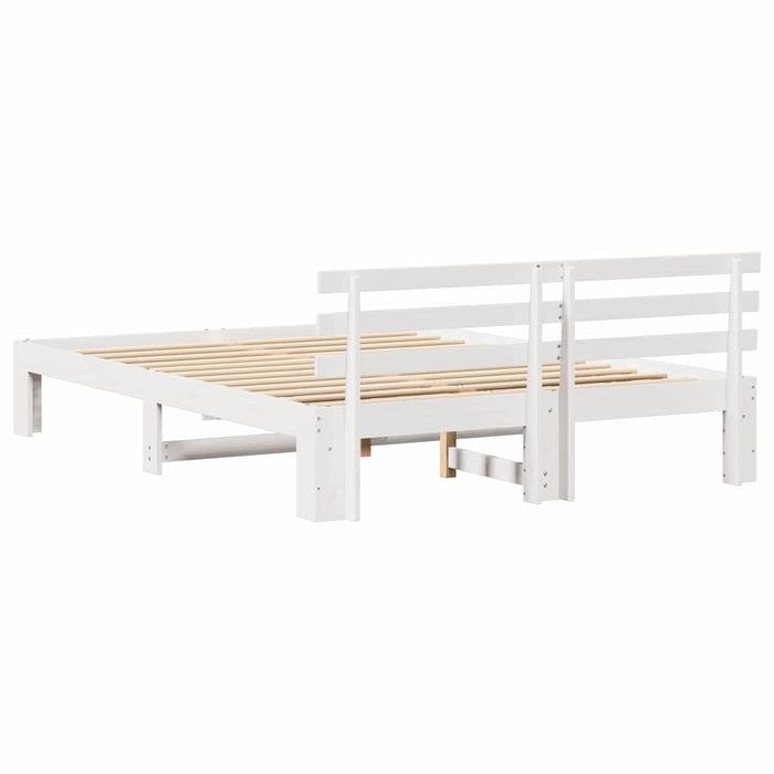 Cadru de pat cu headboard Alb 150 x 200 cm Lemn de pin masiv - WALTI WALTI