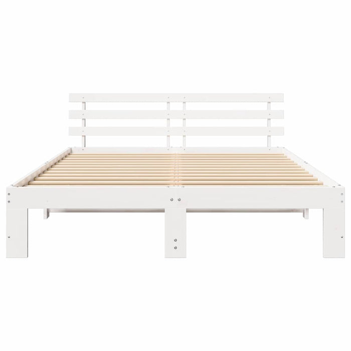 Cadru de pat cu headboard Alb 150 x 200 cm Lemn de pin masiv - WALTI WALTI