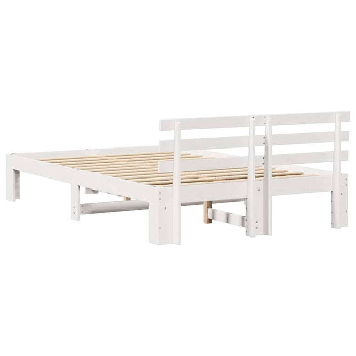 Cadru de pat cu headboard Alb 120 x 200 cm Lemn de pin masiv - WALTI WALTI