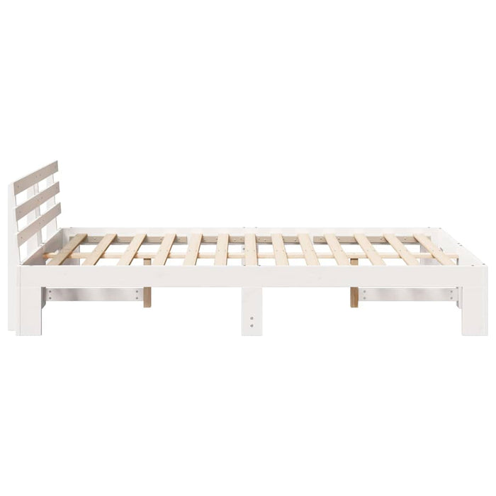 Cadru de pat cu headboard Alb 120 x 200 cm Lemn de pin masiv - WALTI WALTI