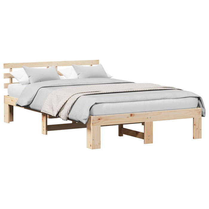 Cadru de pat natural 140 x 190 cm Lemn de pin masiv - WALTI WALTI