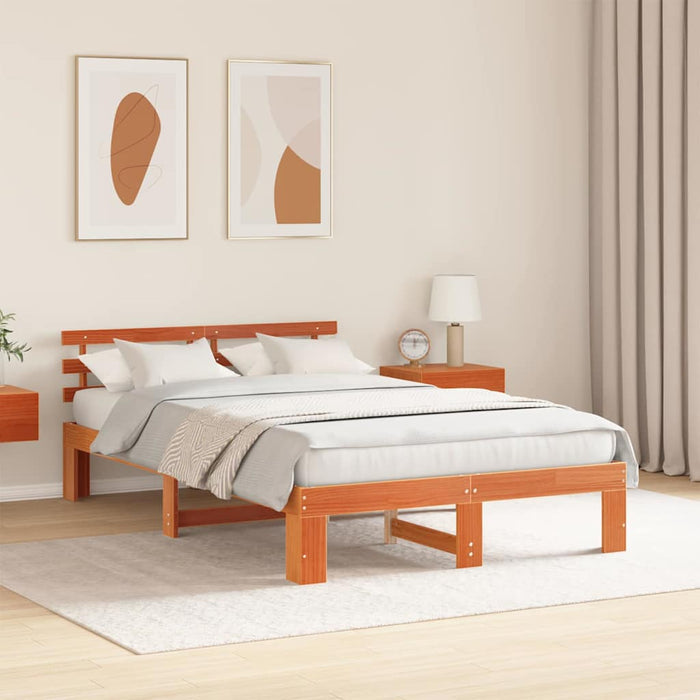 Cadru de pat Maroniu cerat 140 x 190 cm Lemn de pin masiv - WALTI WALTI