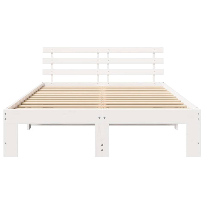 Cadru de pat cu headboard Alb 135 x 190 cm Lemn de pin masiv - WALTI WALTI