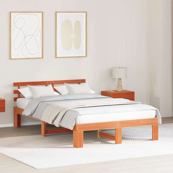 Cadru de pat Maroniu cerat 135 x 190 cm Lemn de pin masiv - WALTI WALTI