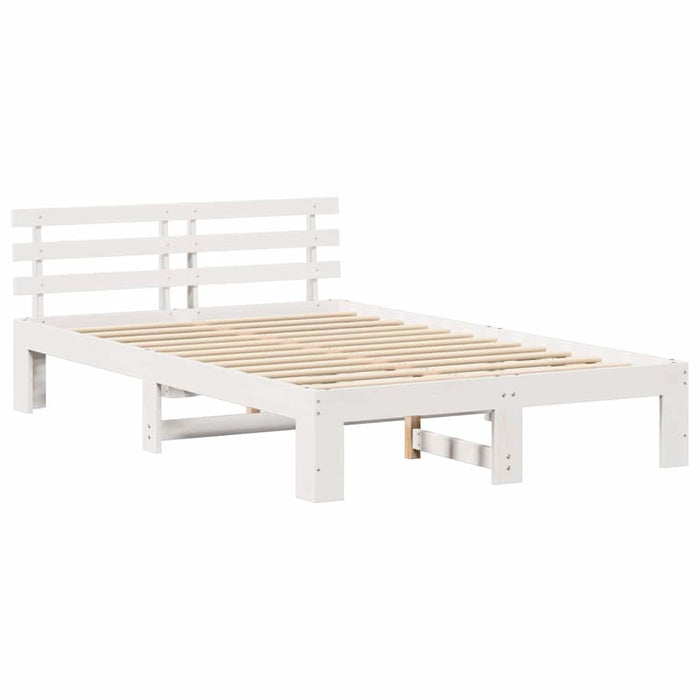 Cadru de pat cu headboard Alb 120 x 190 cm Lemn de pin masiv - WALTI WALTI
