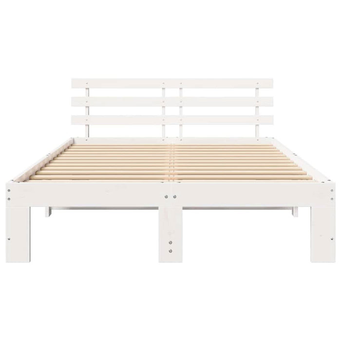 Cadru de pat cu headboard Alb 120 x 190 cm Lemn de pin masiv - WALTI WALTI