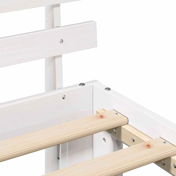 Cadru de pat cu headboard Alb 100 x 200 cm Lemn de pin masiv - WALTI WALTI