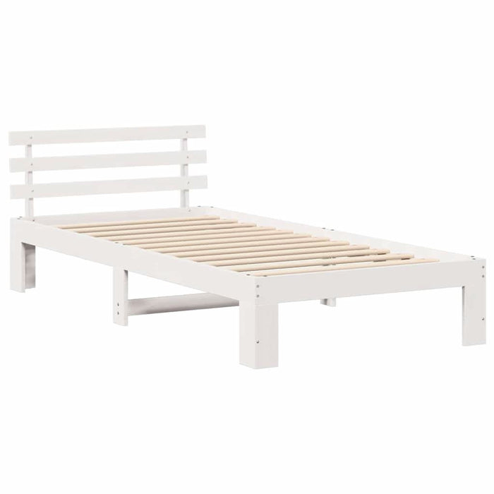 Cadru de pat cu headboard Alb 100 x 200 cm Lemn de pin masiv - WALTI WALTI
