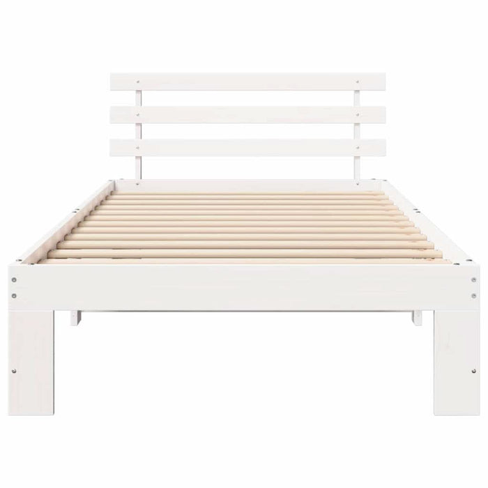 Cadru de pat cu headboard Alb 100 x 200 cm Lemn de pin masiv - WALTI WALTI