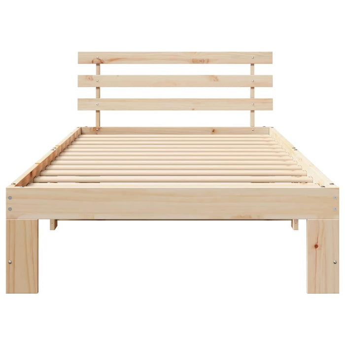 Cadru de pat cu headboard natural 90 x 200 cm Lemn de pin masiv - WALTI WALTI