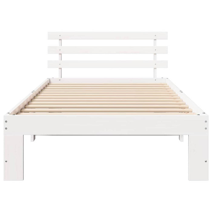 Cadru de pat cu headboard Alb 90 x 200 cm Lemn de pin masiv - WALTI WALTI