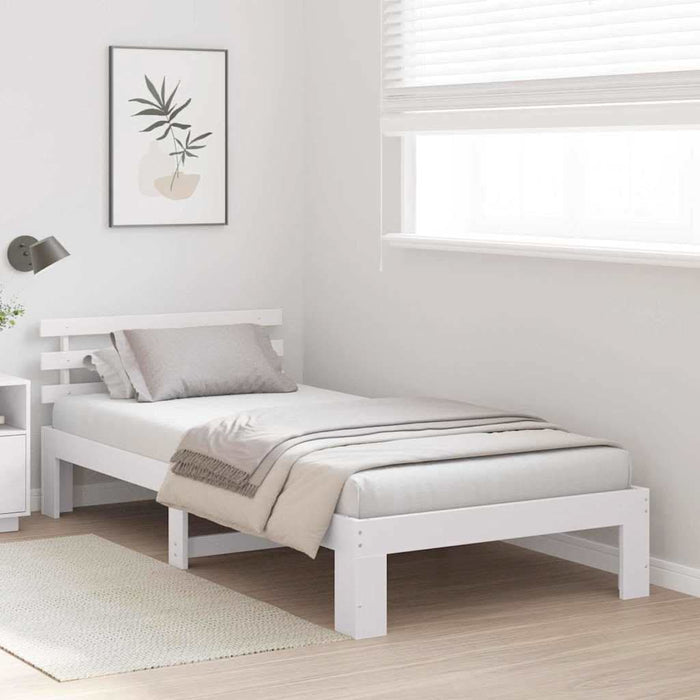 Cadru de pat cu headboard Alb 80 x 200 cm Lemn de pin masiv - WALTI WALTI
