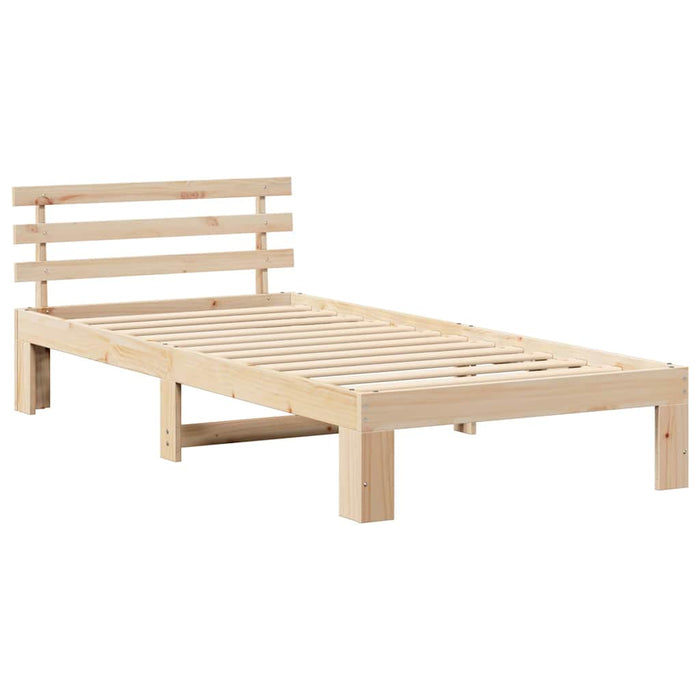 Cadru de pat cu headboard natural 90 x 190 cm Lemn de pin masiv - WALTI WALTI