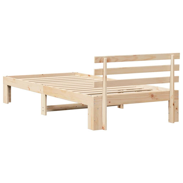 Cadru de pat cu headboard natural 90 x 190 cm Lemn de pin masiv - WALTI WALTI
