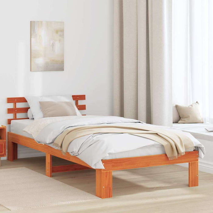 Cadru de pat Maroniu cerat 75 x 190 cm Lemn de pin masiv - WALTI WALTI