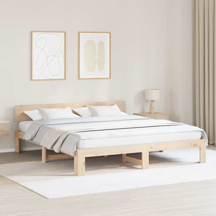 Cadru de pat natural 200 x 200 cm Lemn de pin masiv - WALTI WALTI