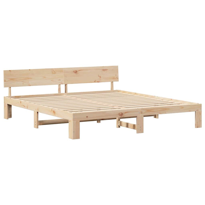 Cadru de pat natural 200 x 200 cm Lemn de pin masiv - WALTI WALTI