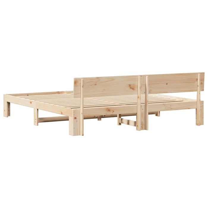 Cadru de pat natural 200 x 200 cm Lemn de pin masiv - WALTI WALTI