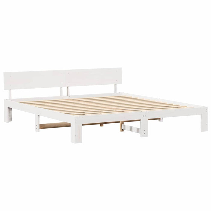 Cadru de pat cu headboard Alb 200 x 200 cm Lemn de pin masiv - WALTI WALTI