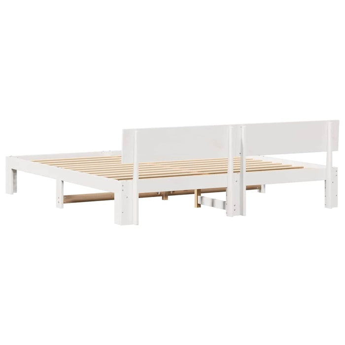 Cadru de pat cu headboard Alb 200 x 200 cm Lemn de pin masiv - WALTI WALTI