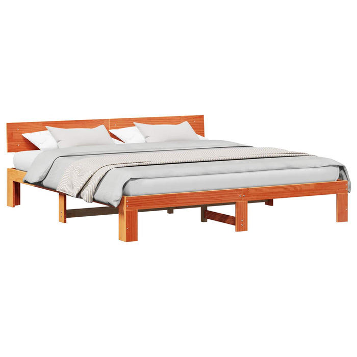 Cadru de pat Maroniu cerat 200 x 200 cm Lemn de pin masiv - WALTI WALTI