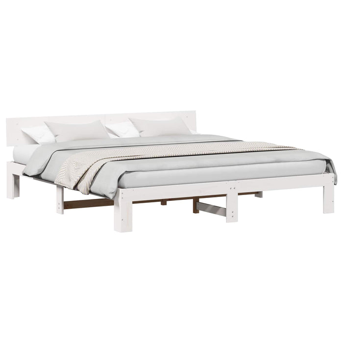 Cadru de pat cu headboard Alb 180 x 200 cm Lemn de pin masiv WALTI
