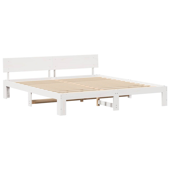 Cadru de pat cu headboard Alb 180 x 200 cm Lemn de pin masiv WALTI