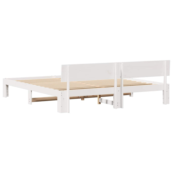 Cadru de pat cu headboard Alb 180 x 200 cm Lemn de pin masiv WALTI